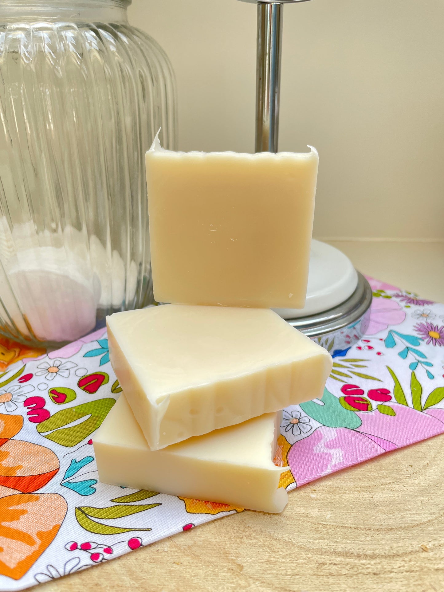 Bars of handmade environmentally friendly rosemary & lavender soap bar.